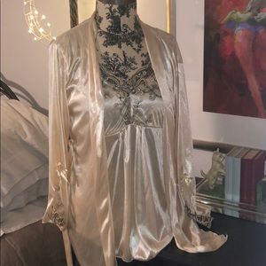 Silky smooth romantic pajama top and robe